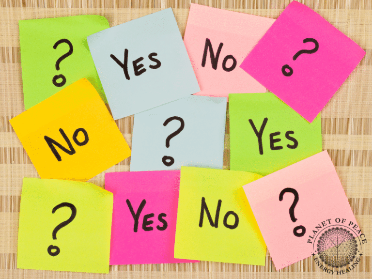 Coloured post-it notes with YES, NO, and ? indicating indecisiveness.