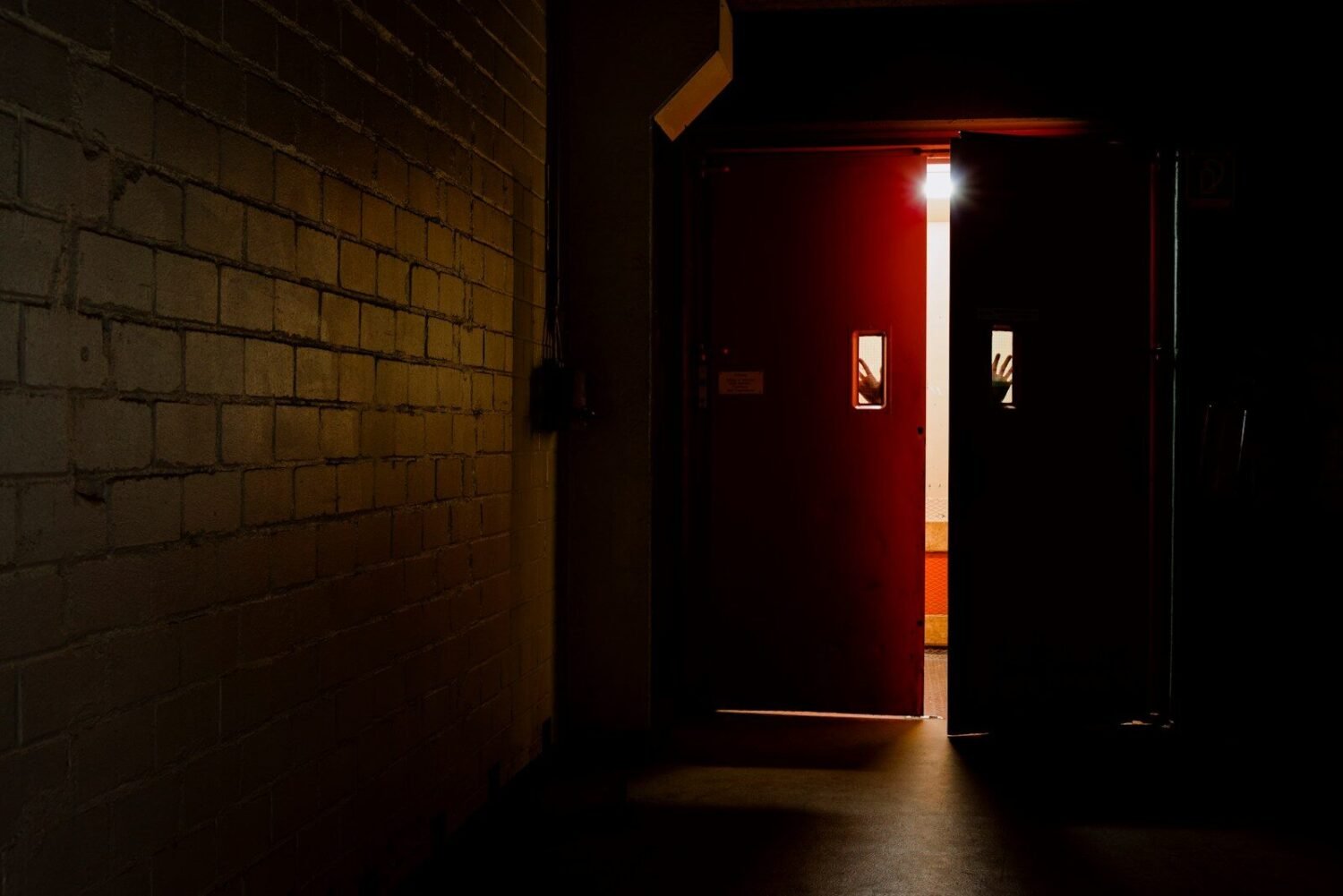 opened red door